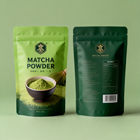 Sachet refermable personnalisé en Mylar de qualité alimentaire pour poudre de matcha et thé vert, écologique et réutilisable