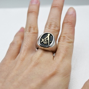 Individuelle Mode Punk Epoxyditan frei und akzeptiert Freimaurer-Ring Freimaurer AG Herren Edelstahl-Ringe - Product Image 3