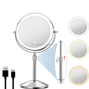 <span class=keywords><strong>Specchio</strong></span> Cosmetico da Tavolo LED con Altezza Regolabile, Ricaricabile, Bifacciale, <span class=keywords><strong>Ingrandimento</strong></span> 10x, Rotazione a 360° - Product Image 2