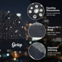 Gorro de Punto con Forro de Satén, Personalizado con Logotipo, Brillante con Pedrería, para Hombre y Mujer, Marca de Moda