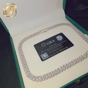 Cadena de Eslabones Cubanos Miami de Plata de Ley 925 con Moissanita VVS y Diamantes de 10 mm, Estilo Hip Hop, Collar Iced Out Buss Down - Product Image 3
