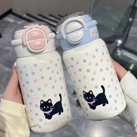 Termo para Mujer con Diseño de Gatito de Dibujos Animados, Nuevo Estilo 2026, Alto Valor Estético, Inspirado en Instagram, Lindo y Portátil para Estudiantes