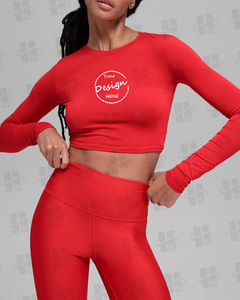 Custom <strong>Long</strong> Sleeve Cropped <strong>t</strong> <strong>Shirt</strong> <strong>Ladies</strong> Fashion Cotton Spandex Crop Girl Tee <strong>Shirt</strong> Printing Plain White Women Crop Top <strong>Shirt</strong> - Product Image 2