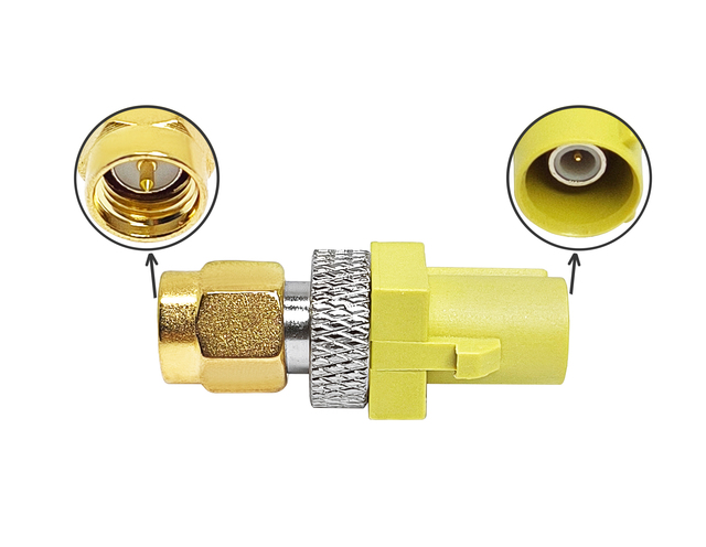Factory Supplier RF Electrical Male Coaxial Connector Yellow Fakra K Type to Gold Plated SMA Plug Cable Adapter