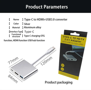 Adaptador de concentrador <span class=keywords><strong>USB</strong></span> tipo <span class=keywords><strong>C</strong></span> de estación de acoplamiento 3 en 1 de alta velocidad barato de fábrica con 4K HDMI USB3.0 PD para <span class=keywords><strong>MacBook</strong></span> - Product Image 6