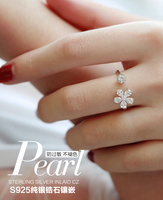 Bagues en argent en gros pour femmes, motif fleur en zircon, bague ouverte hypoallergénique, bijoux en platine, cadeaux pour filles