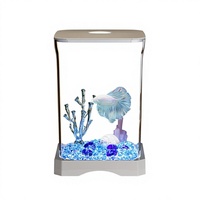 Mini aquarium de bureau pour poissons rouges, ensemble complet d'aquarium, paysage écologique, kit d'élevage de poissons avec éclairage LED