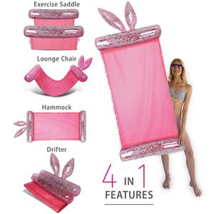 <span class=keywords><strong>Ensemble</strong></span> de 3 flotteurs gonflables en forme de lapin pour piscine, comprenant un <span class=keywords><strong>tube</strong></span> de piscine, une chaise de piscine et un hamac aquatique rempli de confettis argentés scintillants - Product Image 5