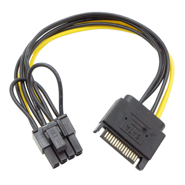 SATA 15pin male to 8pin(6+2) 8P Graphics card Power Adapter Cable 20cm PCI-E SATA Power Supply 15pin to 8 pin GPU powered by