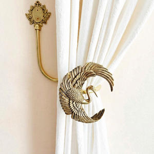 Antique Brass Swan <b>Curtain</b> Holdback Decorative Window Hardware Traditional Style - Product Image 1