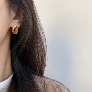 Boucles d'Oreilles en Pierre Oeil de Tigre Naturel Irrégulier pour Automne et Hiver, Bijoux de Couleur Châtaigne, Cadeau, Vintage - Product Image 6