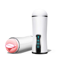 Stimme Vibrations-Elektrischer Männlicher Masturbator Cup Tiefen Rachen Silikon 3D Realistische Tasche Pussy Oralsex-Spielzeug für Männer Masturbation