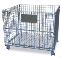 Conteneur de stockage en acier galvanisé robuste, grande capacité, boîte en maille d'entrepôt, cage métallique pliable, bac métallique empilable, OEM
