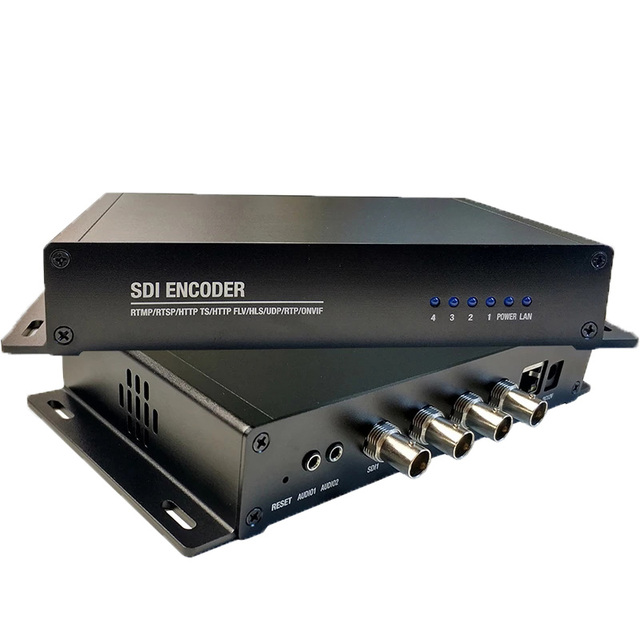 4 Channel 1080p60 SD HD 3G SDI 4 in 1 Video Encoder for Live Streaming IPTV Broadcast