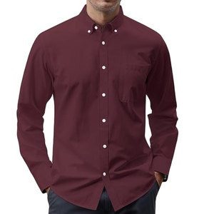 Camicie Oxford in cotone 100% da uomo a manica lunga alla moda camicie di colore solido logo di personalizzazione - Product Image 1