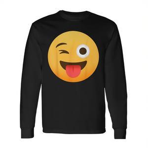 T-shirt à manches longues avec emoteicon visage qui cligne et langue dégagée - Product Image 2