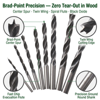 Ensemble de forets à bois à trois points, 8 pièces, ouvre-planche, boîte en plastique de 3-10mm, foret à bois, vente en gros