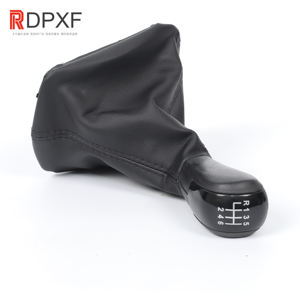 Pommeau de levier de vitesse en cuir à 5 vitesses de sortie d'usine pommeau de levier de vitesse <span class=keywords><strong>manuel</strong></span> avec couvercle de botte en cuir pour <span class=keywords><strong>Skoda</strong></span> <span class=keywords><strong>Fabia</strong></span> II 0008 - Product Image 2