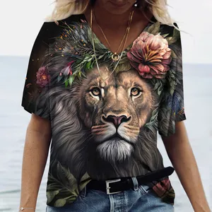 Fashion Women's T-shirt with Tiger Graphic 3D Printed Short Sleeve Summer Tshirt oversized Polyester Custom T-shirts For Women