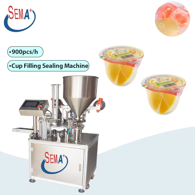 Automatic yogurt jelly juice water cup sealer machine plastic film cup filling sealing machine