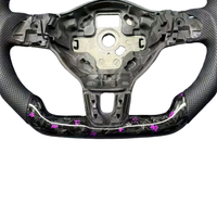 Convient pour le volant en cuir en fibre de carbone forgée violette pour les modèles Volkswagen Golf Passat Jetta 6/7/8 GTI
