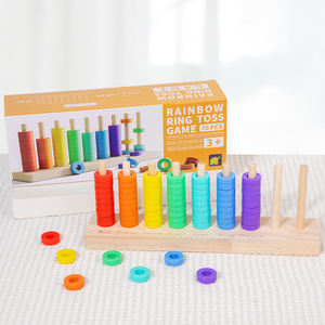 Yolebe Montessori Jouet éducatif en bois pour le tri des couleurs et l'apprentissage des mathématiques, jeu de lancer d'anneaux arc-en-ciel pour les tout-petits de 4 à 6 ans - Product Image 6