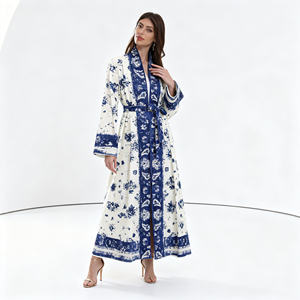 Abaya de Poliéster con Pedrería de Lujo para Mujeres Musulmanas, Vestido Personalizado al por Mayor para Fiestas Nocturnas - Product Image 4