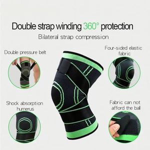 Genouillères de sport à compression réglable en nylon tricoté 3D avec ceinture de maintien - Product Image 3