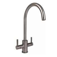 Zhejiang usine mode évier robinet double poignée 304 acier inoxydable rotation mélangeur 2 levier cuisine robinet d'eau côté Spray-ZY-K107L