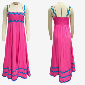 Vestido largo <span class=keywords><strong>de</strong></span> verano sexy para <span class=keywords><strong>mujer</strong></span> con tirantes, encaje y patchwork, con escote pronunciado y cintura natural, para comercio exterior. - Product Image 1