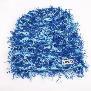 Grosir kustom manset Fuzzy Mohair Knit hangat musim dingin nelayan rajutan Y2K distressed topi beanie