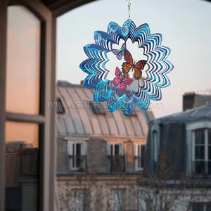 Ruota a vento a farfalla lucida 3d ruota a vento di colore 12 pollici per giardino Patio decorazioni esterne rotonde campanelli eolici - Product Image 2