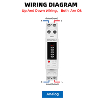 Wattmeter Digital fase tunggal, meteran energi Analog konsumsi daya kWh AC 230V 50Hz 60A tipe rel Watt, 1P