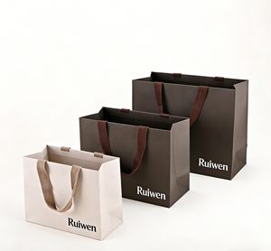 Bolsas de Compra de Papel Negro Reciclado Personalizadas para Ropa, Embalaje de Regalos Promocionales, con su Propio Logotipo, Venta al por Mayor, Bolsas de Papel Kraft Personalizadas con Asas - Product Image 4