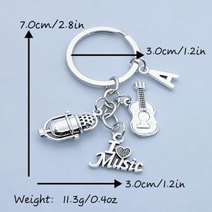 Llavero con Colgante de Guitarra y Micrófono con Letras Musicales, Estilo Europeo y Americano, Joyería de Moda - Product Image 5