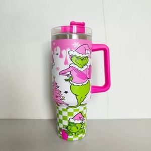 Regalos de Navidad Más Vendidos en EE. UU., Taza de Viaje de Acero Inoxidable de Doble Pared con Aislamiento al Vacío, Vaso de 40 oz con Asa para <span class=keywords><strong>Grinch</strong></span> - Product Image 2