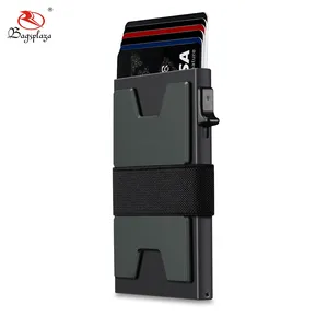 Bagsplaza özel yeni tasarım Metal RFID Anti hırsızlık Porte Cartes akıllı kart tutucu Rfid Pop Up erkek anahtarı cüzdan