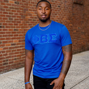 Camiseta de Chenilla Sólida Phi Beta Sigma, 220g, 100% Algodón, Ecológica, Transpirable, con Letras Bordadas de la Vida Griega, Elegante, para Hombre - Product Image 3