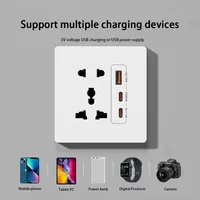 Prise universelle 5 broches avec charge rapide 20W Double port Type-C, prise électrique murale USB en plastique UK AC 110V-250V