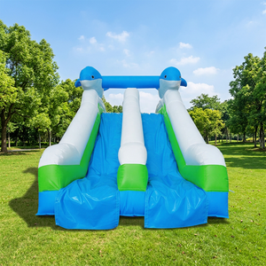 WINSUN Nuevo Diseño Comercial Tobogán Acuático Inflable de PVC para Adultos y Niños, Doble Carril, con Forma de Delfín, para Parques Acuáticos y Centros Comerciales - Product Image 1