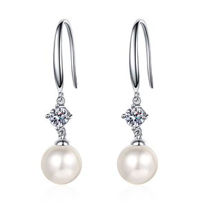 Fashion Fine Jewelry S925 Sterling Silver Freshwater <b>Pearl</b> <b>Earrings</b> Moissanite Pendant Drop <b>Dangle</b> <b>Pearl</b> <b>Earrings</b> for Women - Product Image 1