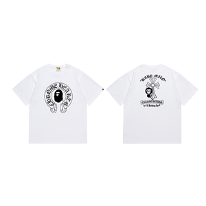 T-shirt a maniche corte in cotone pesante 260g personalizzata vintage con stampa Shark Letter per Ape Head, per vendita all'ingrosso transfrontaliera - Product Image 3