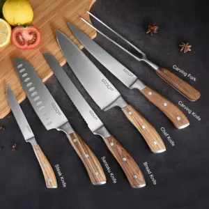 Professional 8 Inch Stainless Steel Bread Cutting Knife Serrated Blade Bread Knife With Zebra Wood Handle