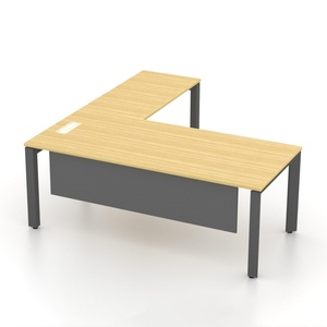 <span class=keywords><strong>Bureau</strong></span> de direction en forme de L de haute qualité avec <span class=keywords><strong>plateau</strong></span> en mélamine couleur <span class=keywords><strong>bois</strong></span> clair et pieds métalliques durables, avec extension latérale pour <span class=keywords><strong>bureau</strong></span> - Product Image 3