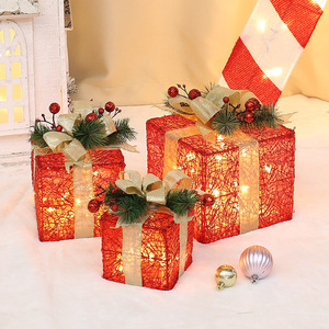 Baiyang Crafts 8 Inch <b>Christmas</b> Gift <b>Box</b> Set With Glowing Light Window Display Decorations Props - Product Image 2