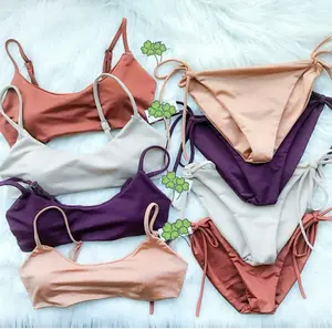 Desain label anda Guangzhou OEM Kustom stringless bikini set Produsen bikini swimwear wanita dari cina