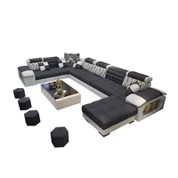בית ריהוט מודרני סלון + חדר + ספות בד עור חתך U L בצורת ספות סט רדום ספה