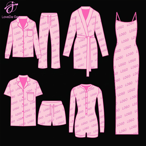 Loveda Dropshipping vacanza personalizzato 2 pezzi stampa <span class=keywords><strong>pigiama</strong></span> a manica lunga da donna Set Loungewear satinato - Product Image 6