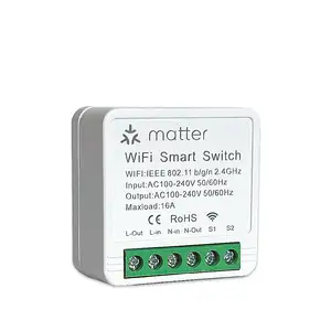 Matter Smart Switch 16A Mini módulo de relé WiFi DIY interruptor de luz inalámbrico Control de voz con temporizador