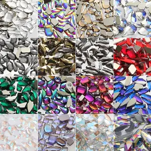 Strass en cristal pour décoration, Strass, couleurs mixtes, pierre de cristal divers formes pour Nail Art, dessous de verre plat